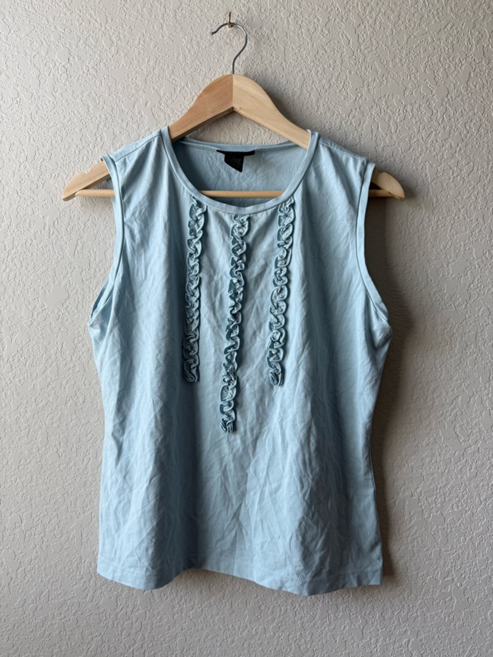 The‎ Limited Light Blue Ruffle-Front Tank